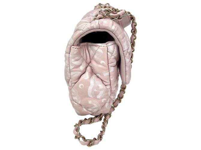 Chanel gesteppte Kalbsleder Tasche mit Print Medium Puffy Bubbly CC Pink - Ansicht 4