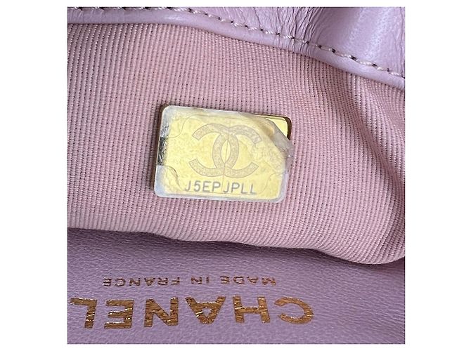 Chanel gesteppte Kalbsleder Tasche mit Print Medium Puffy Bubbly CC Pink - Ansicht 6