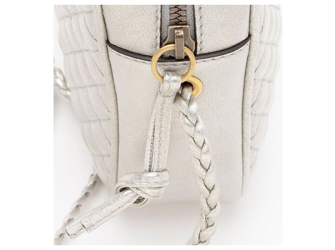 Gucci Metallic Quilted Leather Web Trapuntata Small Shoulder Bag Silvery - view 10