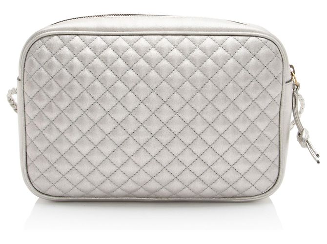 Gucci Metallic Quilted Leather Web Trapuntata Small Shoulder Bag Silvery - view 3