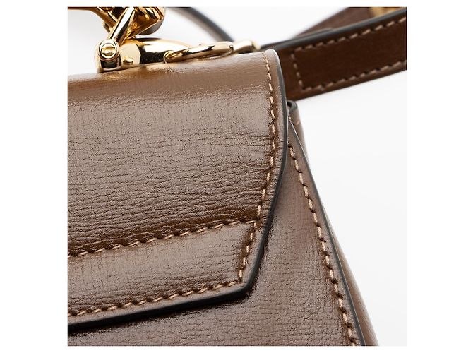 Gucci Leather Horsebit 1955 Mini Chain Top Handle Braun - Ansicht 10