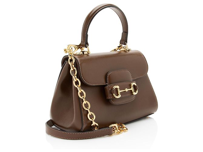 Gucci Leather Horsebit 1955 Mini Chain Top Handle Braun - Ansicht 2