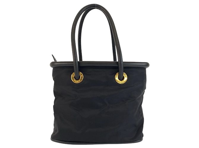 Céline Borsa Tote Celine Vintage in Nylon e Pelle Nero - vista 2