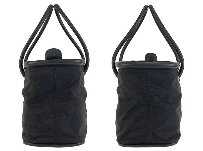 Céline Borsa Tote Celine Vintage in Nylon e Pelle Nero - vista 6