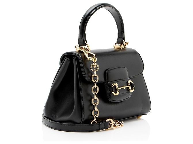 Mini bolsa de mão Gucci Leather Horsebit 1955 com alça de corrente Preto - vista 2