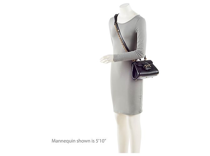 Mini bolsa de mão Gucci Leather Horsebit 1955 com alça de corrente Preto - vista 5