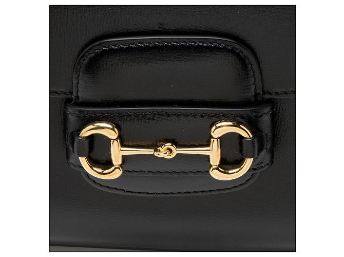 Mini bolsa de mão Gucci Leather Horsebit 1955 com alça de corrente Preto - vista 9