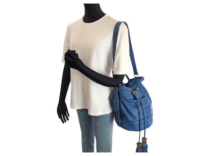 Chloé Bolso de mano 2way de cuero con doble borla Chloe Azul - vista 6