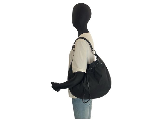 Borsa Hobo a Spalla in Nylon e Pelle Gucci Nero - vista 7