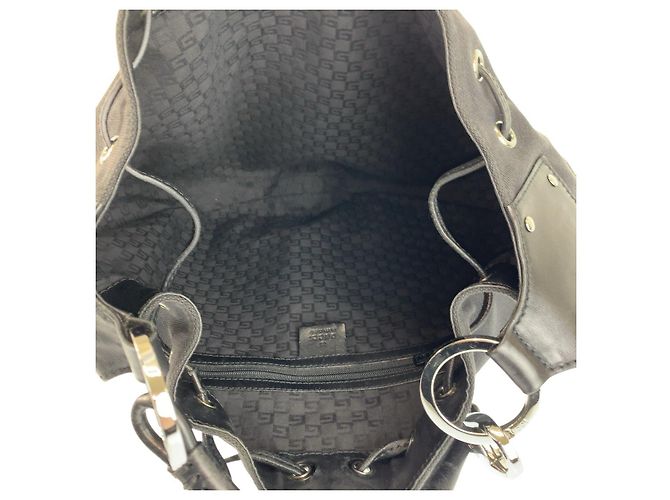 Borsa Hobo a Spalla in Nylon e Pelle Gucci Nero - vista 9
