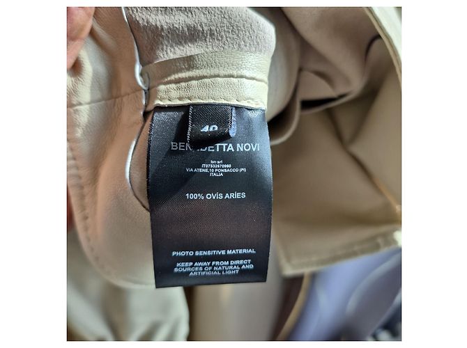 Autre Marque Benedetta Novi Beige Lederjacke Biker-Stil - Ansicht 3
