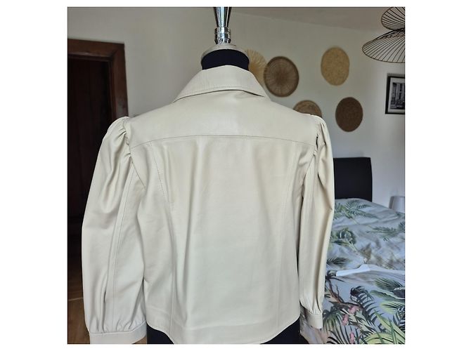 Autre Marque Benedetta Novi Beige Lederjacke Biker-Stil - Ansicht 4