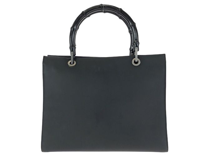 Bamboo Bolsa Tote Gucci em couro com alça de bambu Preto - vista 2