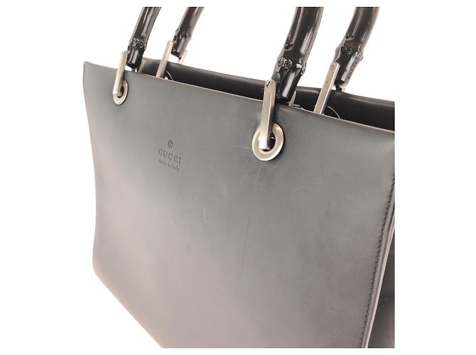 Bamboo Bolsa Tote Gucci em couro com alça de bambu Preto - vista 6