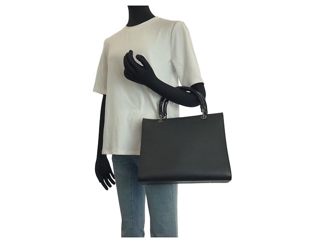 Bamboo Bolsa Tote Gucci em couro com alça de bambu Preto - vista 7