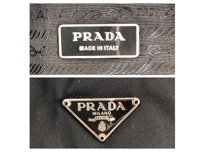 Prada Nylon Leder Tessuto Logo Tote Schwarz - Ansicht 4