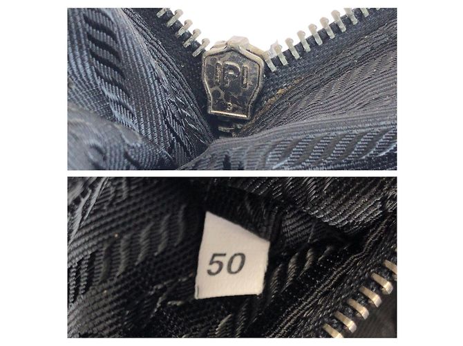 Prada Nylon Leder Tessuto Logo Tote Schwarz - Ansicht 5