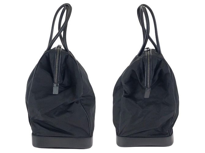 Prada Nylon Leder Tessuto Logo Tote Schwarz - Ansicht 8