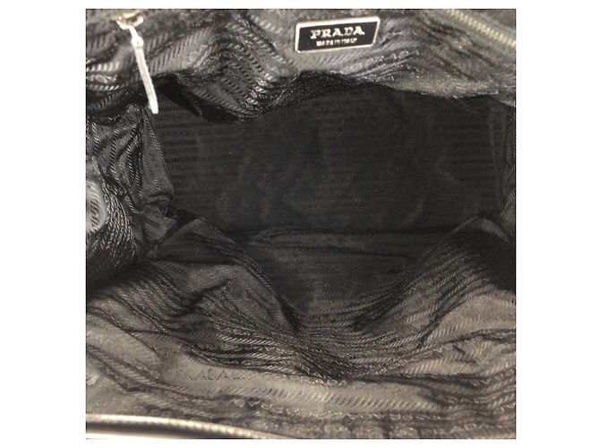 Prada Nylon Leder Tessuto Logo Tote Schwarz - Ansicht 9