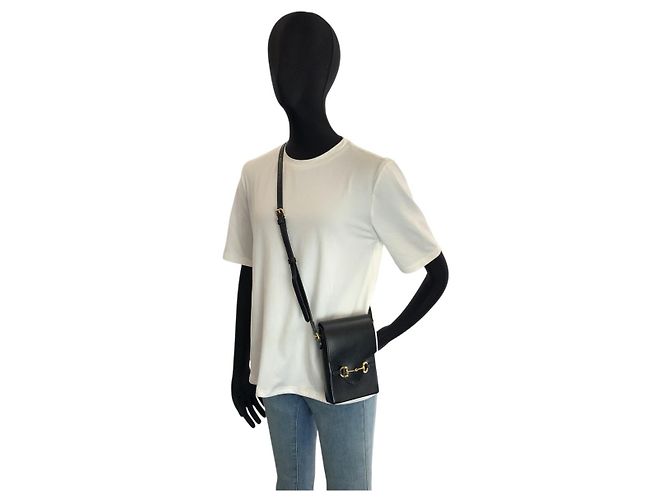 Borsa a tracolla Gucci in pelle Horsebit Nero - vista 7