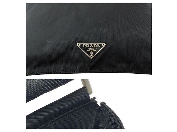 Borsa a tracolla in nylon Prada Tessuto con logo triangolo Nero - vista 5