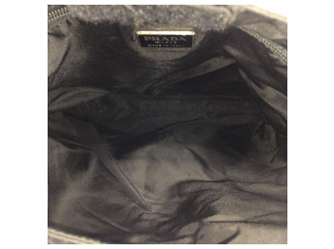 Borsa a tracolla in nylon Prada Tessuto con logo triangolo Nero - vista 9