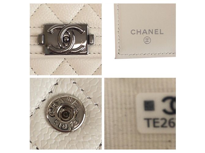 Cartera compacta de piel Boy de Chanel Blanco - vista 5
