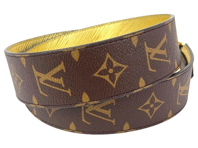 Tracolla Louis Vuitton Bandouliere Reversible Monogram Gold Epi Leather Brown Marrone - vista 2