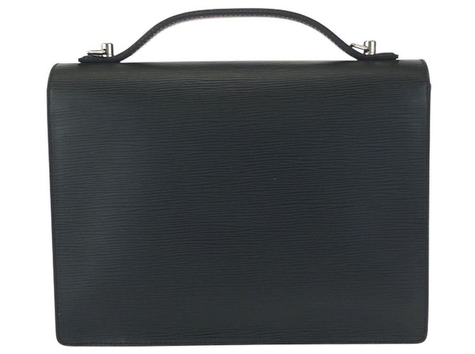 Borsa Louis Vuitton in pelle Epi Monceau Nero - vista 2