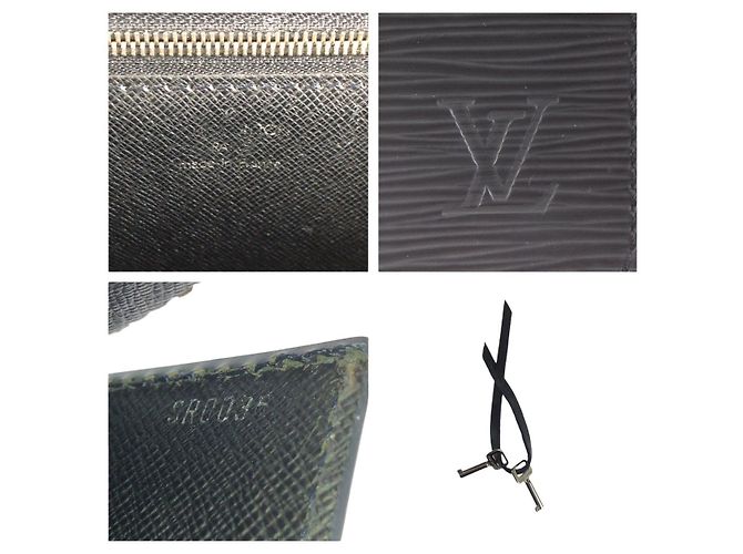 Borsa Louis Vuitton in pelle Epi Monceau Nero - vista 4