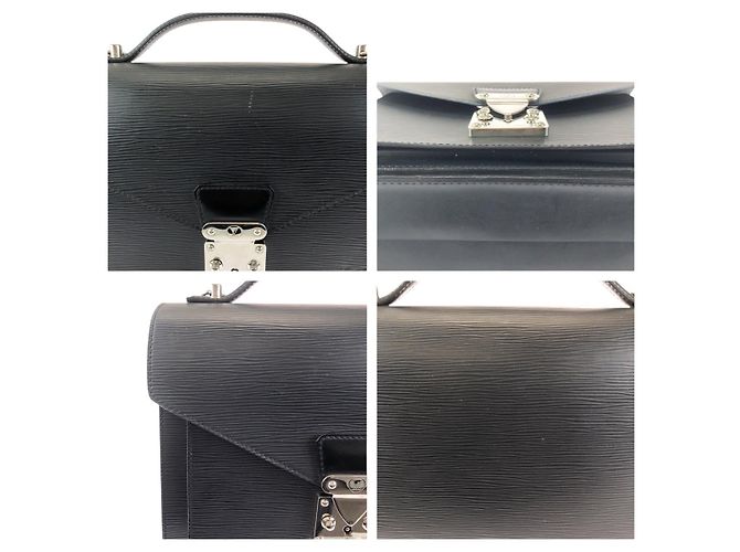 Borsa Louis Vuitton in pelle Epi Monceau Nero - vista 5
