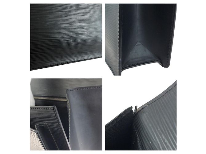 Borsa Louis Vuitton in pelle Epi Monceau Nero - vista 6