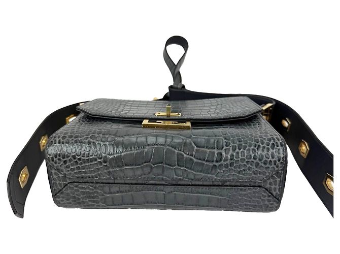 Borsa a tracolla Eden Medium in pelle con stampa coccodrillo grigio tempesta Givenchy - vista 3