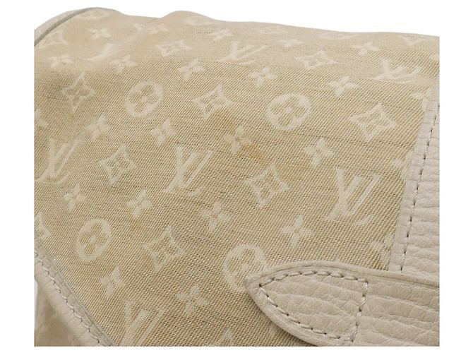 Borsa a Spalla Louis Vuitton Monogram Mini Lin Saumur 30 Marrone Beige - vista 5