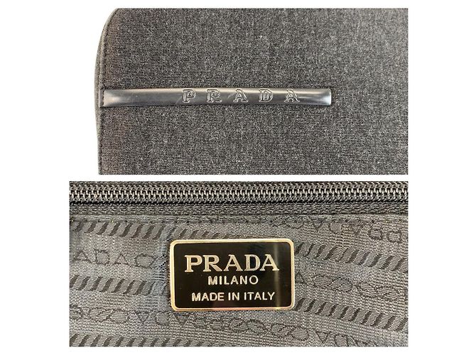 Borsa Tote in tela Prada Grigio - vista 3