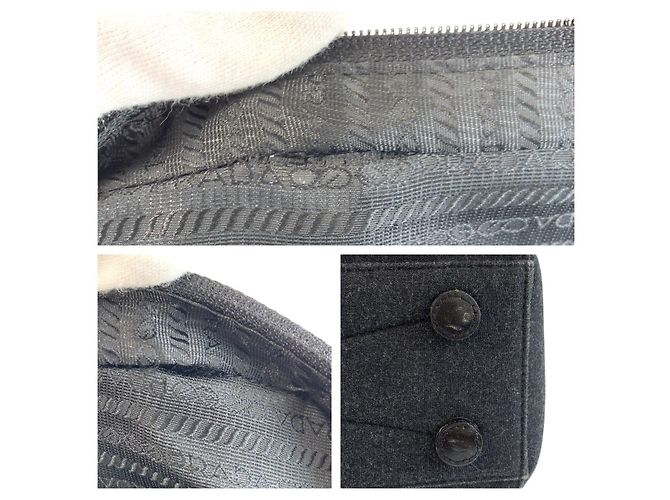 Borsa Tote in tela Prada Grigio - vista 5