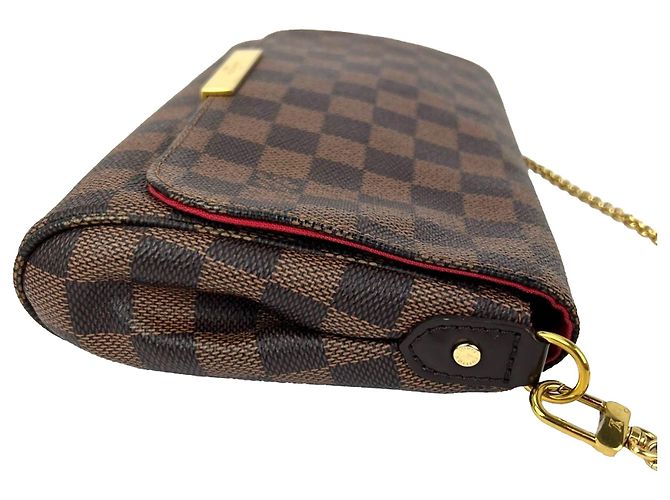 Borsa a tracolla Louis Vuitton Favorite MM Damier Ebene Marrone - vista 10