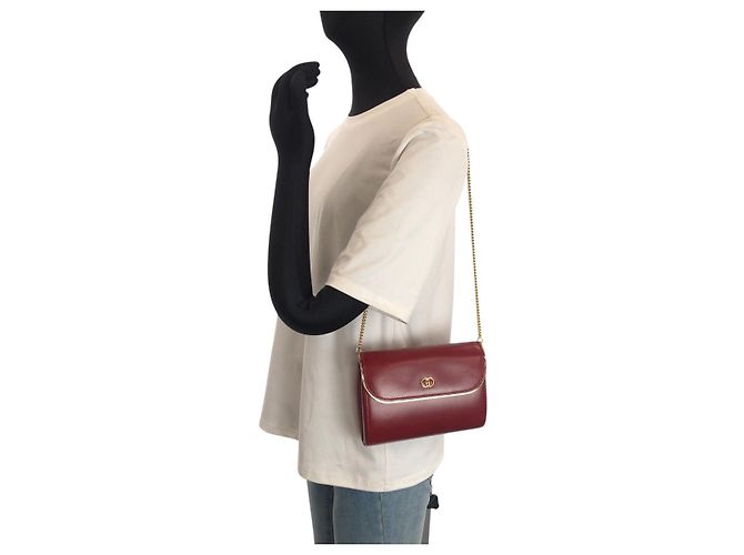 Bolsa de Ombro Gucci Vintage Leather Chain Vermelho - vista 7