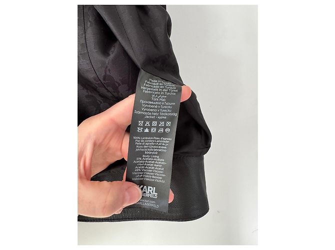 Karl Lagerfeld Leder Bikerjacke Schwarz - Ansicht 4