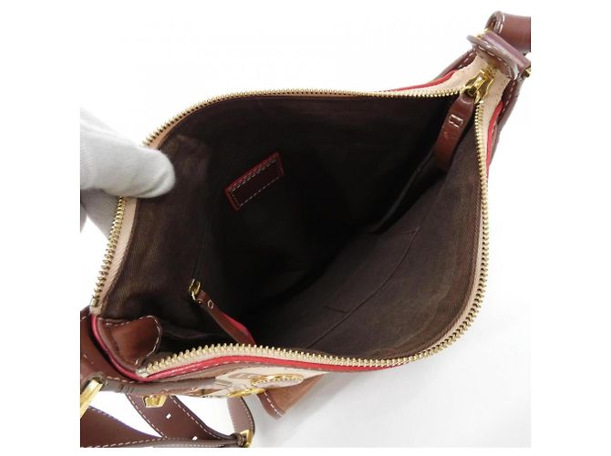 Borsa a tracolla Loewe Beige Marrone Rossa Tela Rosso - vista 8