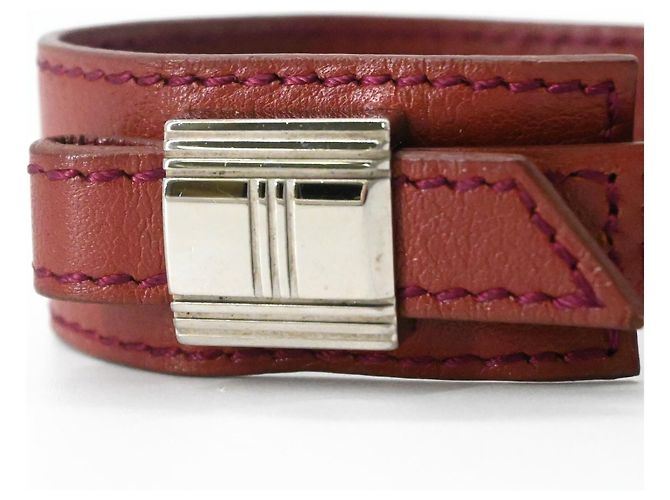 Hermès Bracciale charm in pelle Hermes Touareg Artemis Rosso - vista 5