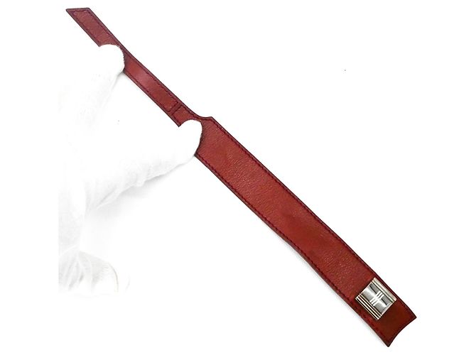 Hermès Bracciale charm in pelle Hermes Touareg Artemis Rosso - vista 8