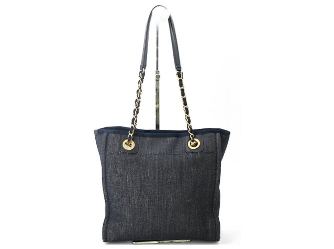 Borsa Tote Chanel Coco Deauville PM Blu navy - vista 2