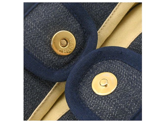 Borsa Tote Chanel Coco Deauville PM Blu navy - vista 7