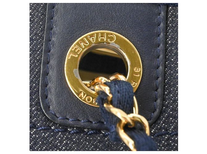 Borsa Tote Chanel Coco Deauville PM Blu navy - vista 8