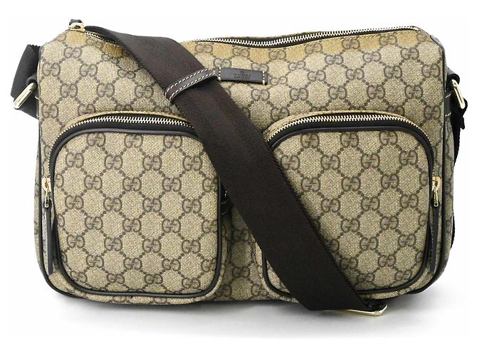 Borsa a Spalla Gucci GG Supreme Marrone Beige - vista 2