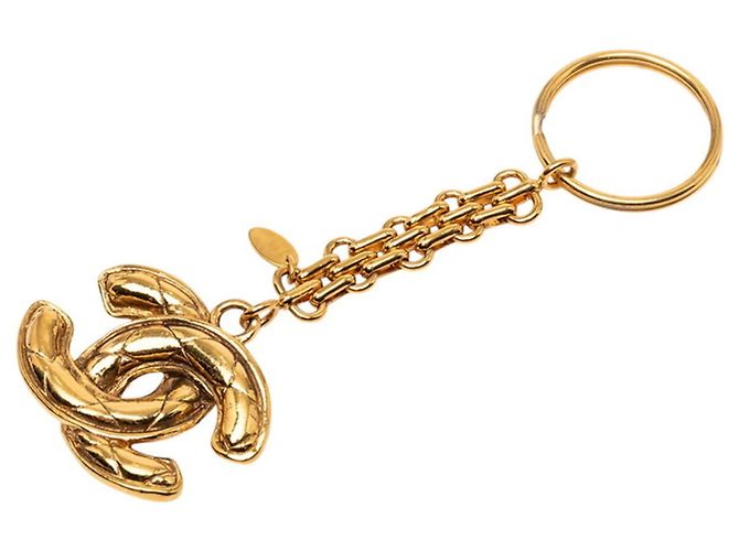 Portachiavi Chanel Coco Mark Matelassé placcato oro D'oro - vista 2