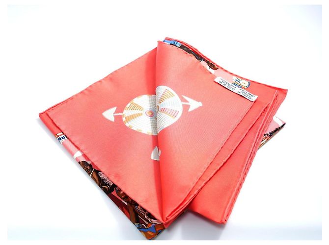 Hermès Hermes Schal Perles Du Kenya 90 cm Seide orange rosa 1997 Carre Perle 35" AUC31944_0517 Braun Weiß Rot Blau Beige Golden - Ansicht 11