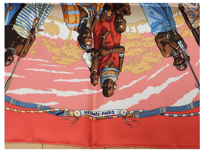 Hermès Hermes Schal Perles Du Kenya 90 cm Seide orange rosa 1997 Carre Perle 35" AUC31944_0517 Braun Weiß Rot Blau Beige Golden - Ansicht 7
