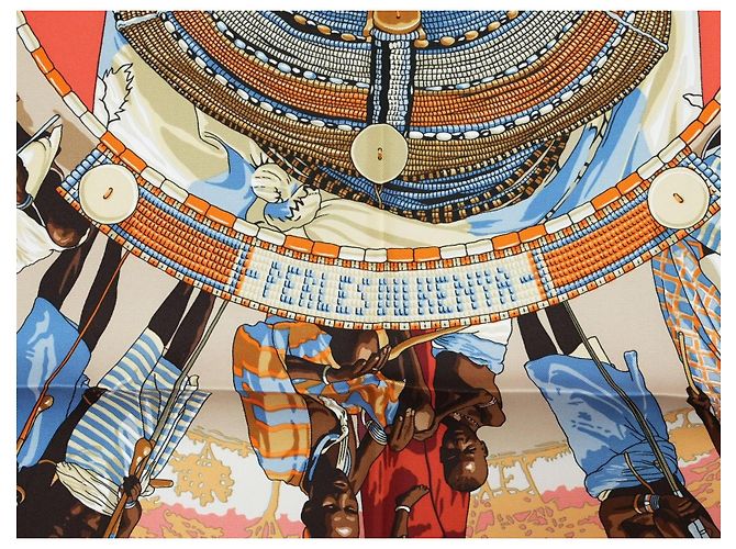 Hermès Hermes Schal Perles Du Kenya 90 cm Seide orange rosa 1997 Carre Perle 35" AUC31944_0517 Braun Weiß Rot Blau Beige Golden - Ansicht 8